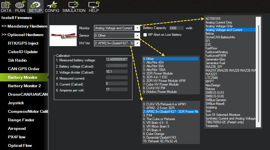 Экран Battery Monitor с раскрытыми списками Monitor, Sensor и HW Ver